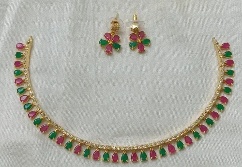AD- Stone Choker -Gold Finish